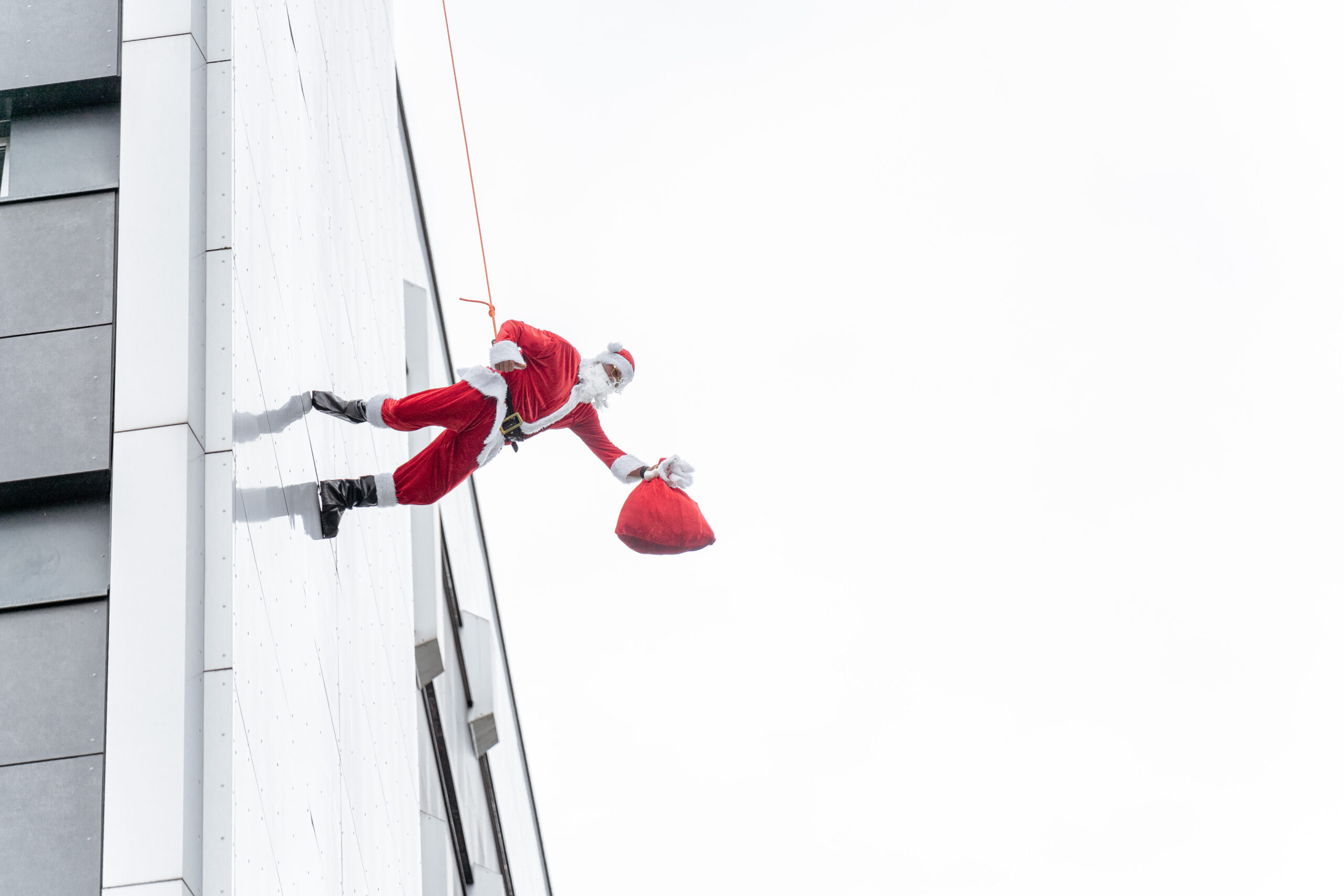santa is running a wall vertical